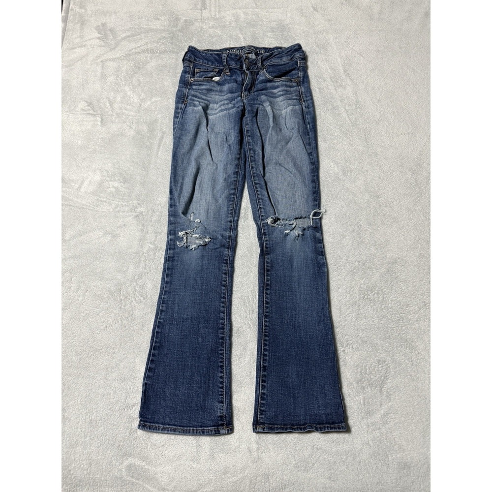 American Eagle Jeans Womens Size‎ 2 Blue Skinny Kick Boot Bootcut Low Rise 25x28